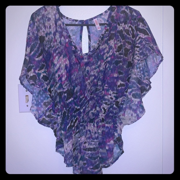 xhileration Tops - Purple Flowy Fashion Top